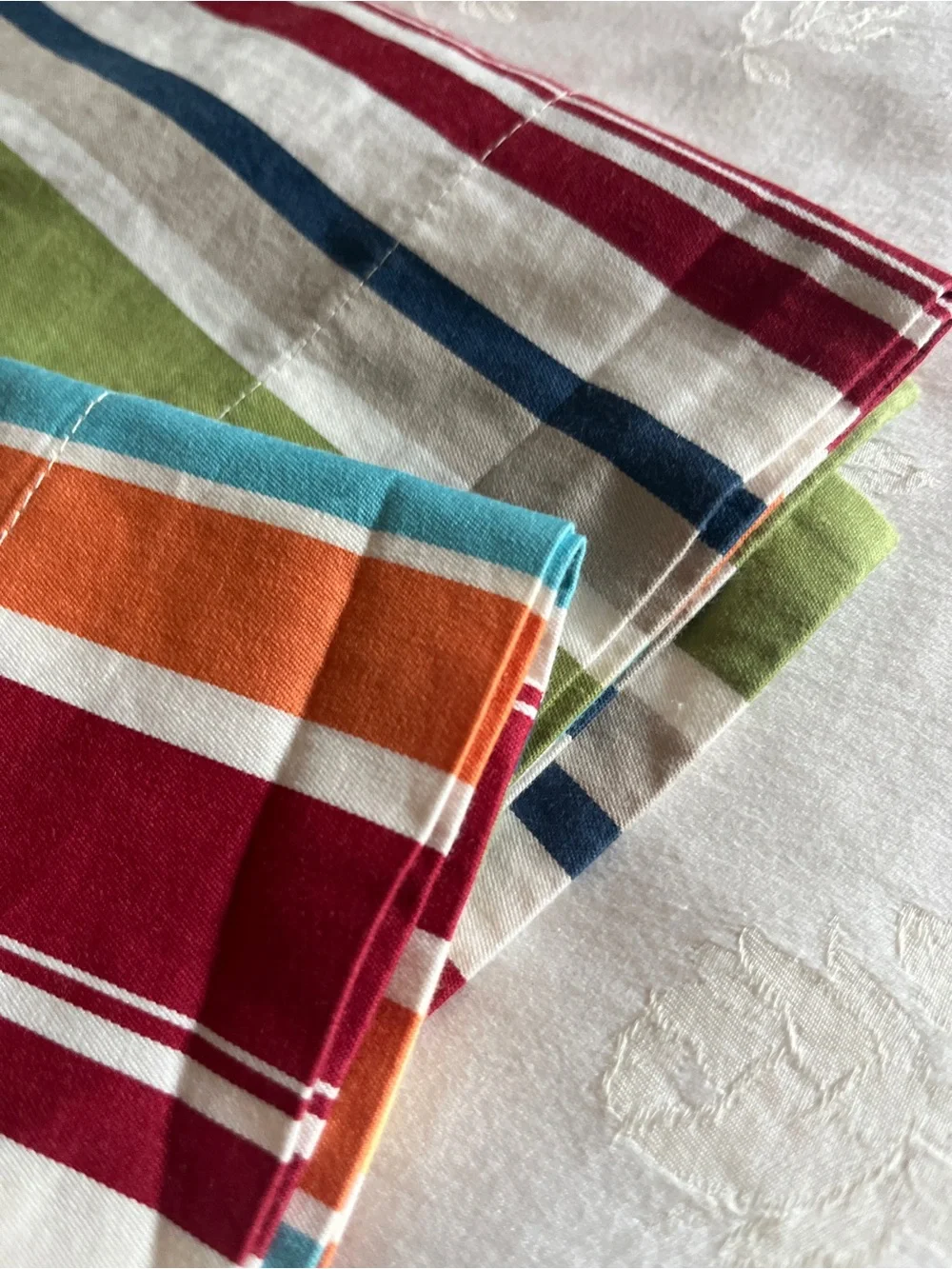 Set of 2 Pottery Barn 26” Square Cotton Pillow Covers – Multicolor Stripes